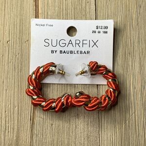 SUGARFIX® by BaubleBar Red Gold Silky Twisted Cord Hoop Earrings Classy Festive